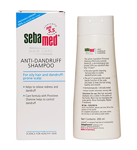 Sebamed Champú Anticaspa 200 ml - Con pH 5.5 y substancias activas suaves que eliminan los signos visibles de caspa, Refuerza y protege el manto ácido del cuero cabelludo