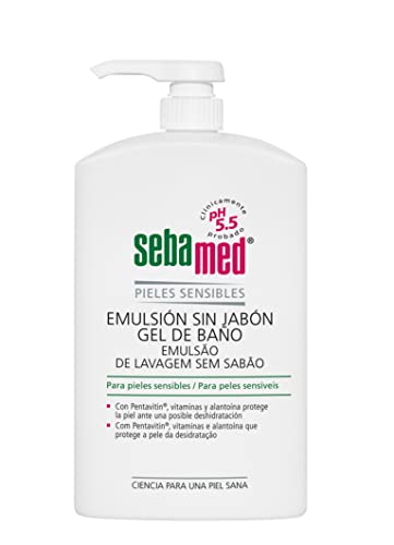 Sebamed Emulsión sin Jabón - 1L Ideal para piel sensible. Gel de baño corporal sin jabón con el PH 5,5 de la piel sana para garantizar la conservación del equilibrio hídrico de la piel