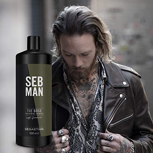 SEBASTIAN PROFESSIONAL Sebman The Boss: Champú Espesante Y Engrosador Hombre Con Efecto Refrescante - 1000ml, Cedar, 50 Mililitro