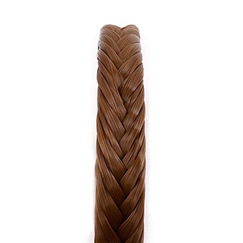 SEGO Extensiones de Cabello Diademas Trenzadas Elásticas Mujer Pelo Sintético Se Ve Natural Accesorios Fishtail Braided Hair Headband Head Hoop [Castaño Caoba Claro]