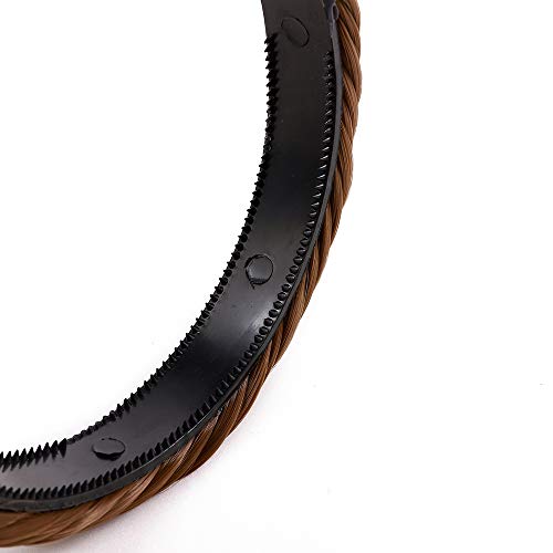 SEGO Extensiones de Cabello Diademas Trenzadas Elásticas Mujer Pelo Sintético Se Ve Natural Accesorios Fishtail Braided Hair Headband Head Hoop [Castaño Caoba Claro]