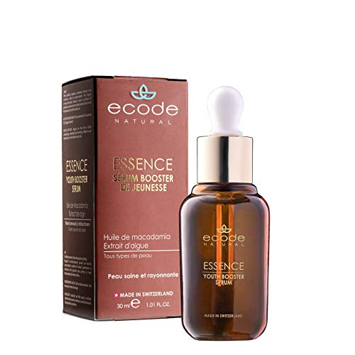 Sérum Potenciador de Juventud con escualano, aceite de macadamia, aceite de pradera y extracto de algas Ecode Natural Essence de 30 ml fabricado en Suiza