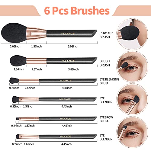 Set de Brochas de Maquillaje,MAANGE 7 Piezas Juego de Pinceles de Maquillaje Profesional Pinceles Maquillaje Ojos Premium Sintético Brochas de Maquillaje con Estuche para Sombra de Ojos Rubor de Base