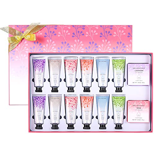 Set de Cremas de Manos - Spa Luxetique Crema de Manos de Manteca de Karité Hidratante para Cuidado de Manos, Set de Regalo para Mujer con 14 Piezas, Caja de Regalo Ideal para Cumpleaños y Fiesta