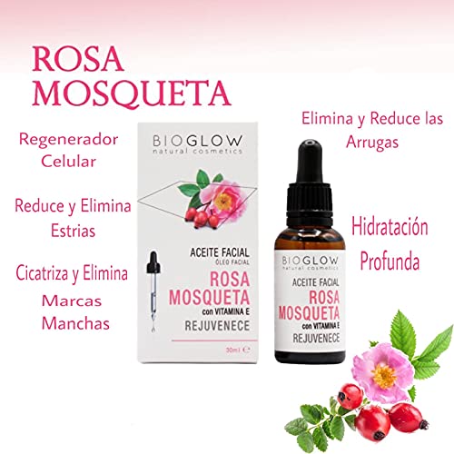 SET Sérum Facial Rosa Mosqueta Vegano Hidratante Anti edad con Vitamina E Antiarrugas Anti manchas Regenera la piel elimina Cicatrices de Acné y Estrías + Aloe Vera Gel Post Depilación Puro