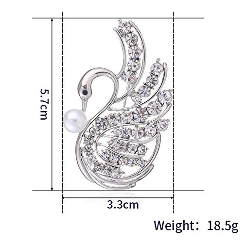 SHANGZHIQIN Elegante Conjunto de Broche de Navidad, joyería Artificial de aleación de Diamante de Cisne Blanco Bufandas Cubiertas Clip de mantón para Mujeres Damas