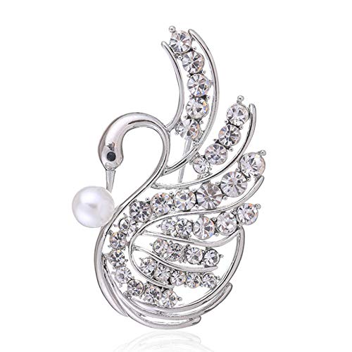 SHANGZHIQIN Elegante Conjunto de Broche de Navidad, joyería Artificial de aleación de Diamante de Cisne Blanco Bufandas Cubiertas Clip de mantón para Mujeres Damas