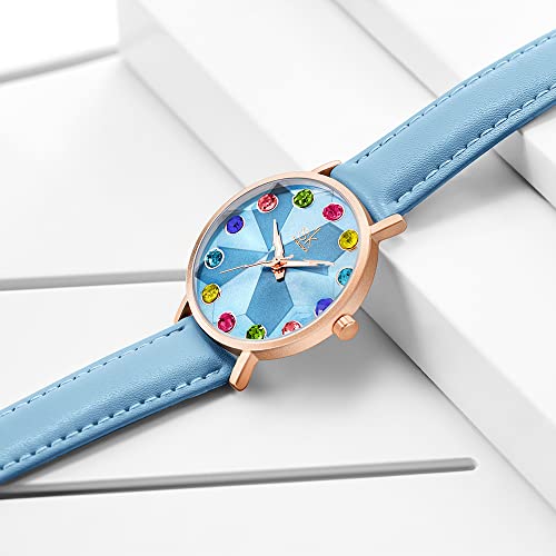 SHENGKE Estrella Reloj de Pulsera para Mujer, Correa de Malla, Elegante, para Mujer, Estilo Simplicidad,Flores(Seven Color)