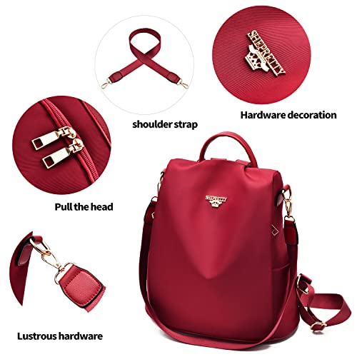 shepretty Mochila Oxford antirrobo Impermeable para Mujer, 8864-2Rojo