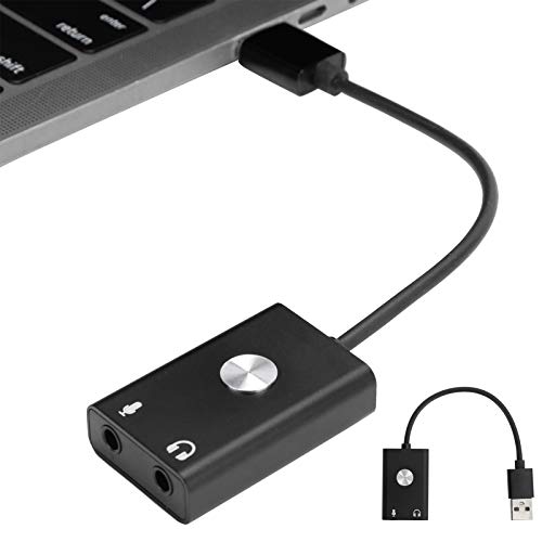 Shipenophy Adaptador USB, Tarjeta de Sonido USB de Aleación de Aluminio de Apariencia Elegante para Trabajo para Estudio