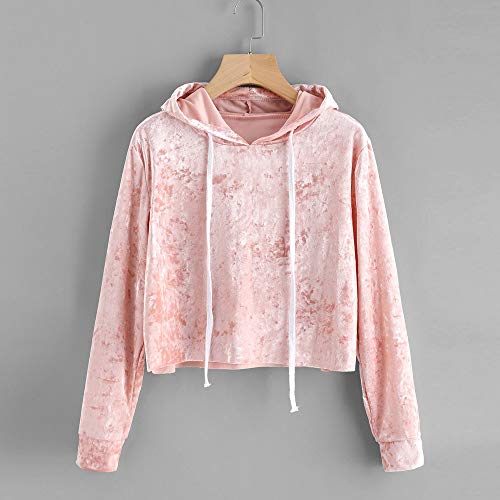 SHOBDW Venta de liquidación Sudadera con Capucha para Mujer Jumper Sudadera con Capucha Blusa de Terciopelo Ganadora del otoño Sudadera con Capucha de Manga Larga（Rosa,S