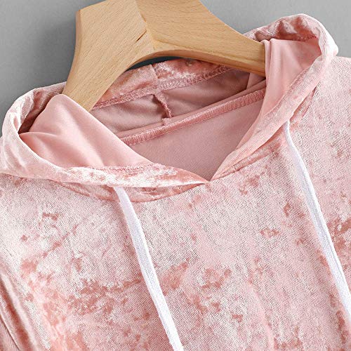 SHOBDW Venta de liquidación Sudadera con Capucha para Mujer Jumper Sudadera con Capucha Blusa de Terciopelo Ganadora del otoño Sudadera con Capucha de Manga Larga（Rosa,S