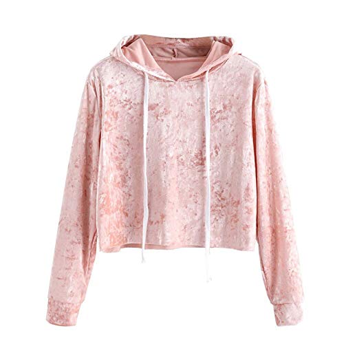 SHOBDW Venta de liquidación Sudadera con Capucha para Mujer Jumper Sudadera con Capucha Blusa de Terciopelo Ganadora del otoño Sudadera con Capucha de Manga Larga（Rosa,S