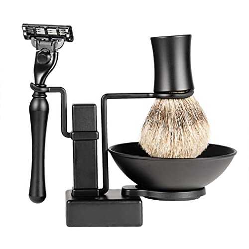 SHUBIAO-wwcha Juego de afeitán de lujo de aseo,kit de regalo de afeitado for hombres,for hombres,incluyendo maquinilla de afeitar de doble cara,acero inoxidable,cepillo de afeitado for el cabello,10 c