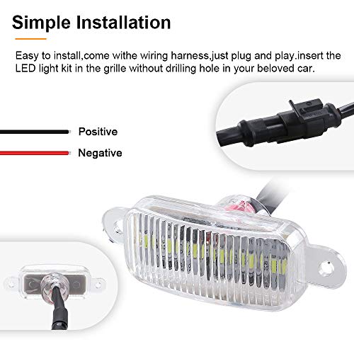 Sidaqi 4LED 12W blanco Luces de advertencia de la parrilla delantera del coche DRL Lámpara de la cubierta del parachoques delantero Apto para SUV Fo-rd F-150 Raptor 2014-2020 impermeable