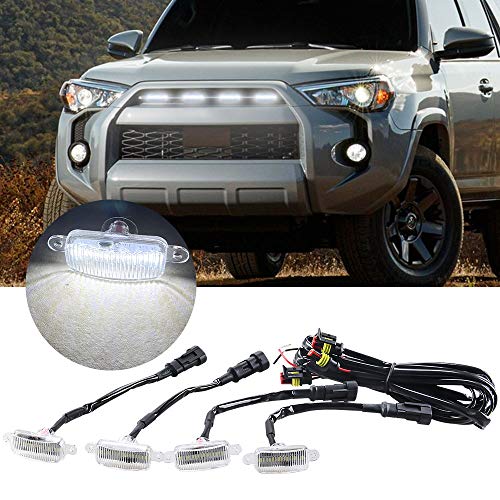 Sidaqi 4LED 12W blanco Luces de advertencia de la parrilla delantera del coche DRL Lámpara de la cubierta del parachoques delantero Apto para SUV Fo-rd F-150 Raptor 2014-2020 impermeable