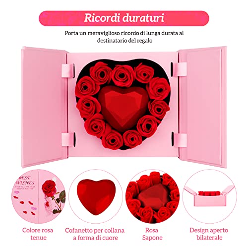 Siebwin Rosa Eterna Regalos para Mujer, Caja de Regalo de Collar de Te Amo, Regalo de Cumpleaños Perfecto, Regalo Romántico para el Día de San Valentín, Cumpleaños, Día de la Madre, Aniversario