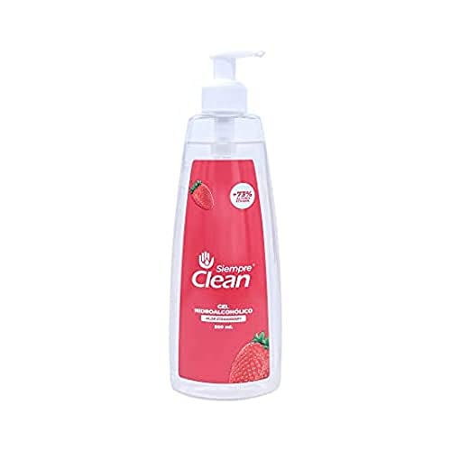 SiempreClean Gel Hidroalcohólico con Dosificador, Gel Higienizante Suave con la Piel, 73% de Alcohol Etílico, Perfume Fresa, 500 ml