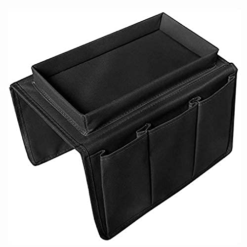 Sillones Organizador de sofá, antideslizante Caddy Bolsillo para sofá Sillón Bolsa de almacenamiento de tela Soporte para teléfono móvil Revistas Gafas Tv Soporte de control remoto Sofá,Negro,Amaz