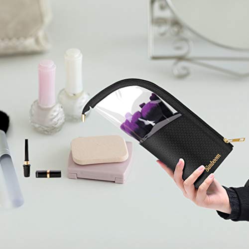 Simboom Estuche de Brochas de Maquillaje, Portable Cosméticos Organizador Maletín de Pie, Bolsa Multiusos para Cepillo de Maquillaje Profesional con Divisiones - Negro