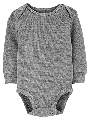 Simple Joys by Carter's 4-Pack Soft Thermal Long Sleeve Bodysuits Camisa, Gris/Avena/Beige, Prematuro, Pack de 4