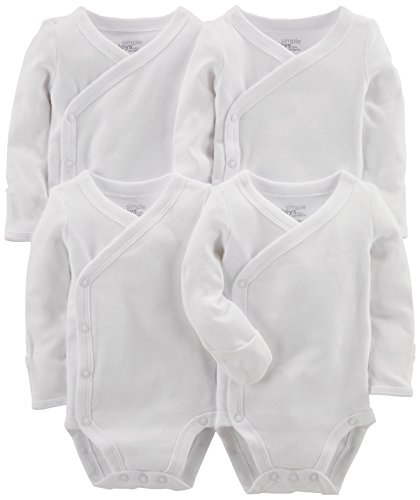 Simple Joys by Carter's Baby paquete de 4 body con broche lateral ,Blanco ,3-6 Months