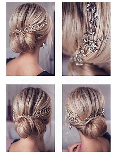 Simsly Diadema de novia de cristal para boda de color plateado, accesorio para el pelo para mujeres y niñas