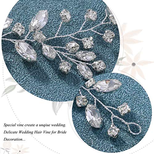 Simsly Diadema de novia de cristal para boda de color plateado, accesorio para el pelo para mujeres y niñas