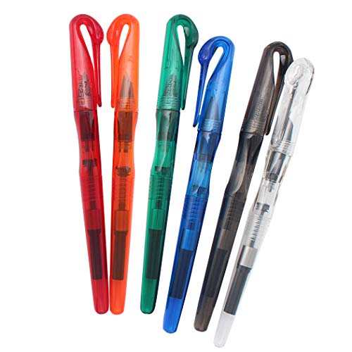 Sipliv conjunto de 6 jinhao cisne forma punta fina pluma estilográfica pluma de plástico conjunto papelería escuela suministros de oficina papelería (azul, verde, rojo, negro, naranja, blanco)