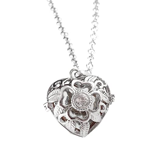 SM SunniMix Collar Chapado en Plata Colgante Amor Corazón Medallón Cadena DIY - Plata, Individual