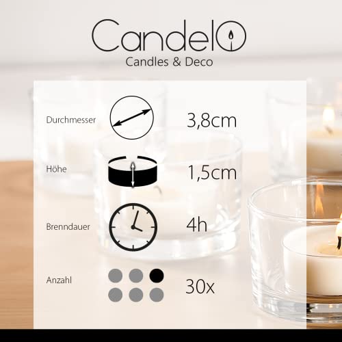 Smart Planet® - Juego de velas aromáticas, 30 unidades, aroma de algodón fresco, carcasa de aluminio, 4 horas de combustión