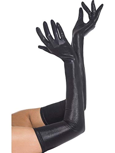 Smiffys Guantes de licra efecto mojado, negros