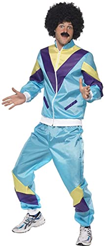 Smiffy's Smiffys 80s Height of Fashion Shell Suit Costume Disfraz de chándal al colmo de la Moda de los 80 con Chaqueta y Pantalones, Multicolor, L 39298L