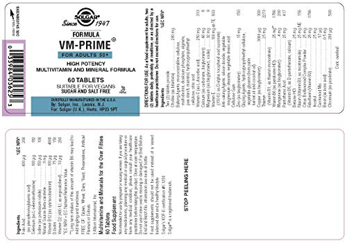 Solgar Fórmula VM-Prime Multinutriente - 60 Tabletas