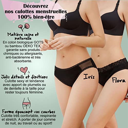 Solufox Bragas Menstruales Flujo Abundante + Bolsa de Lavado, Bragas Lavables y Impermeable de Algodon/Bambù Oeko tex, Braga Menstrual Absorbentes Mujer, Braguitas De La Regla M