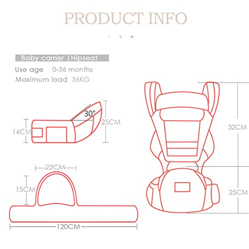 SONARIN 3 en 1 Multifuncional Hipseat Baby Carrier, Portador de bebé,Anverso y Reverso,100% Algodón,Ergonómica, Tamaño Libre(Azul)