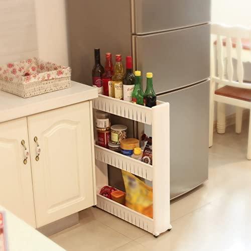 SONGMICS Estante para Hogar y Baño, Carrito de Cocina, Estantería de Cocina, 3 Niveles, 72,5 cm, Blanco KTR03W