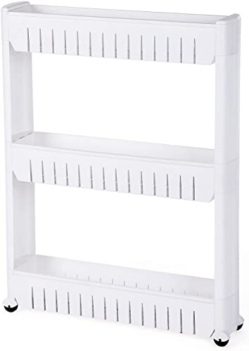 SONGMICS Estante para Hogar y Baño, Carrito de Cocina, Estantería de Cocina, 3 Niveles, 72,5 cm, Blanco KTR03W