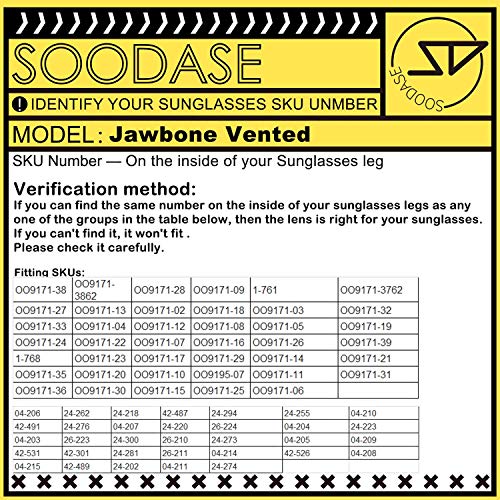 SOODASE Para Oakley Jawbone Vented Gafas de sol Fotocromismo Lentes de repuesto