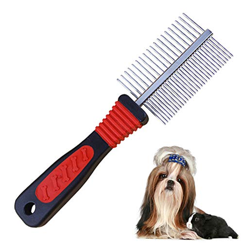 SOOJET Peines para Perros, Peine de Peluquería Canina Peine Doble Peine de peluquería Cepillo para Perros de Acero Inoxidable Peine para Cuidado de Mascotas (1PCS)