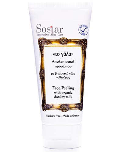 Sostar- Exfoliante facial y peeling hidratante con leche de burra - Limpiador facial elaborado con ingredientes naturales y orgánicos - Perfecto como lavado facial exfoliante diario