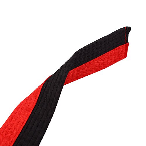 sourcing map Master Band de Artes Marciales Kendo Karate Judo Wrap Taekwondo Uniforme Cinturón Rojo Negro 280cm Longitud