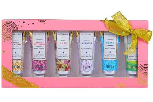 Spa Luxetique Set de 6 Cremas de Manos de Manteca de Karité,Con Rápida Absorción y Ultra Hidratación para Manos Secas, Regalo para Mujer