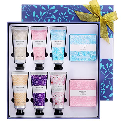 Spa Luxetique Set de Cremas de Manos Con Rápida Absorción y Ultra Hidratación, Crema Protectora de Manos para Mujer, Set de Regalo con 8 Piezas,Cremas de Manos de Manteca de Karité