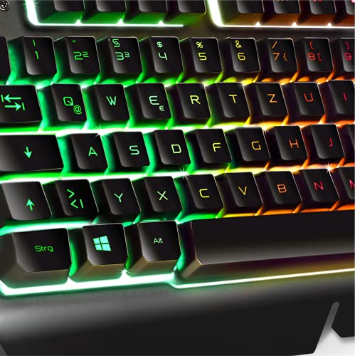 SPIRIT OF GAMER - Teclado Gaming PRO-K5 QWERTZ - Semimecánico - 19 Teclas Anti-Efecto Fantasma - RGB - Retroiluminación - Play Modo – PS4 / XBOX ONE / PC / MAC