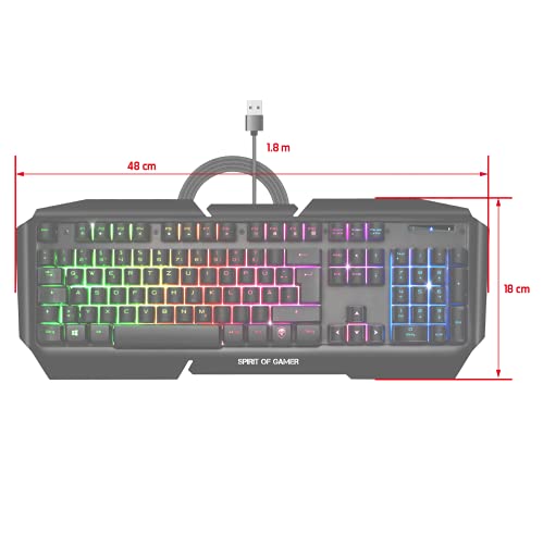 SPIRIT OF GAMER - Teclado Gaming PRO-K5 QWERTZ - Semimecánico - 19 Teclas Anti-Efecto Fantasma - RGB - Retroiluminación - Play Modo – PS4 / XBOX ONE / PC / MAC