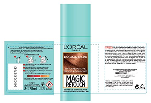 Spray Magic Retouch para retoque de raíz instantáneo, castaño, 75 ml, de L 'Oréal Paris