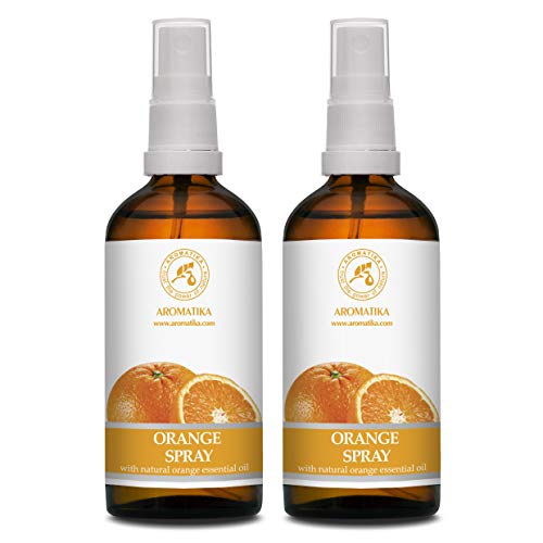 Spray perfumado con Aceite Esencial de Naranja - 2x100ml - Spray Perfumador de Habitación - Spray Almohada - Ambientador Armario - Aroma de Verano