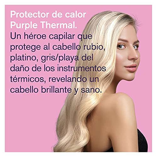 Spray Protector para Cabello Rubio, Platino, Ceniza, Platinum y Gris - Protección Térmica, Reduce los Tonos Amarillos y Amarillentos - Protege el Cabello Seco, Dañado, Encrespado y Rizado del Calor