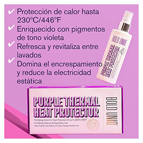 Spray Protector para Cabello Rubio, Platino, Ceniza, Platinum y Gris - Protección Térmica, Reduce los Tonos Amarillos y Amarillentos - Protege el Cabello Seco, Dañado, Encrespado y Rizado del Calor